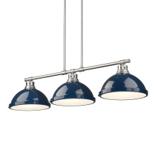 Golden 3602-3LP PW-NVY - Yep by Golden Lighting Duncan 3-light Island Light in Pewter and Navy Blue shade